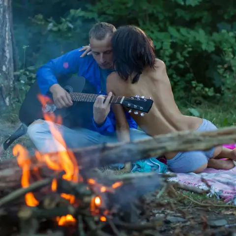Making music by the fire