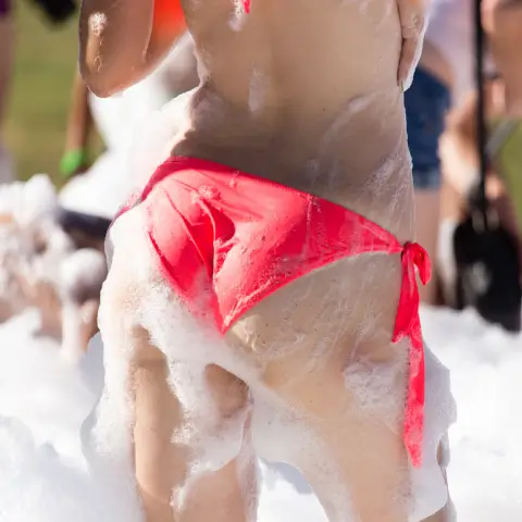 Woman in foam party